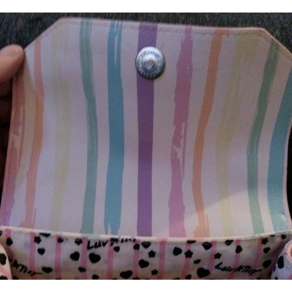 Betsey Johnson Be Mine Pastel Striped Crossbody Bag Satchel Flap Purse Small - Picture 4 of 10